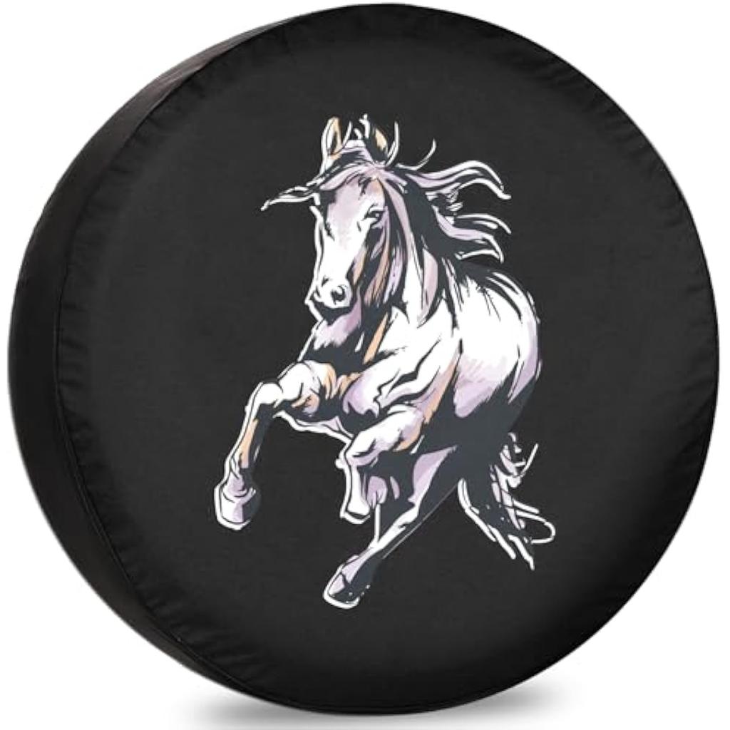 Rearing Wild Horse Spare Tire Cover Weatherproof Elastic for RV Trailer Accessories