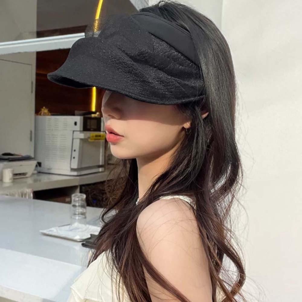 Solid Color Folding Sunshade Hat Breathable Sunscreen Empty Top Hat Wide Brim Visor Caps Kids