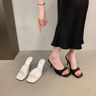 Нишевые черные туфли на высоком каблуке, бант, крутые тапочки, сказочная обувь, новая мода, верхняя одежда