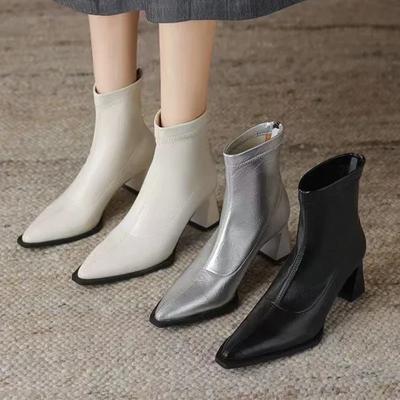 Женские остроносые ботинки челси на высоком каблуке, массивные туфли, зимняя мода, туфли на каблуках, сексуальные туфли для ходьбы, женские туфли-лодочки