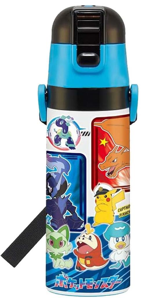 Skater Бутылка для воды из нержавеющей стали для питья объемом 470 мл, чашка для питья объемом 430 мл, Pokemon 24 Pocket Monsters, легкая, для мальчиков, с термоизоляцией