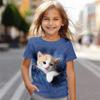 Модная одежда для девочек 3D Cat Girl Clothing Футболка для девочек 2024 Летние футболки для девочек для детей Детский топ для детей