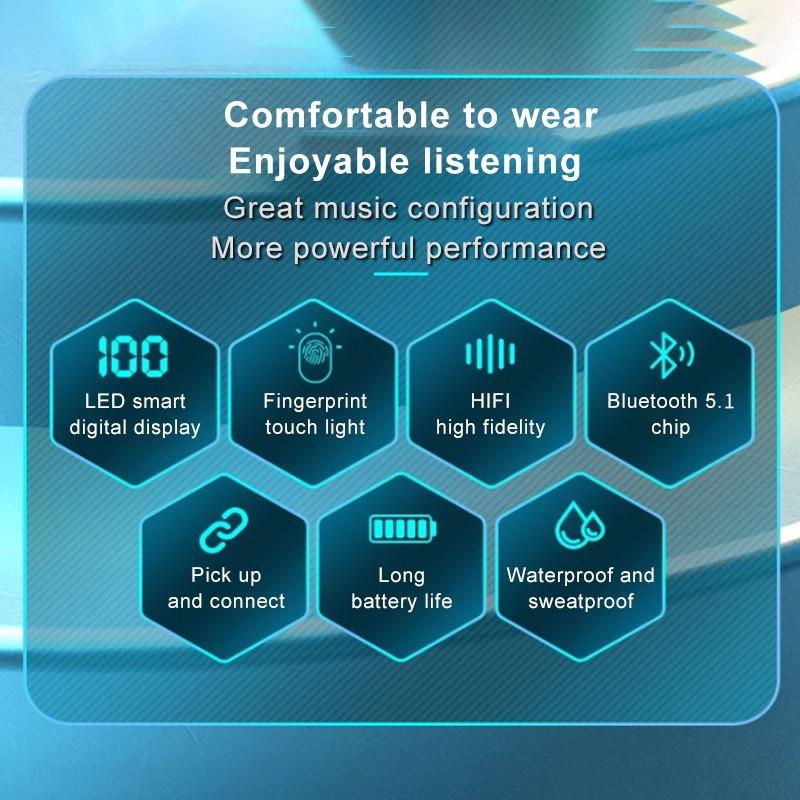 Bluetooth V5.0 Наушники True Stereo Earbuds Беспроводные наушники Водонепроницаемая спортивная гарнитура