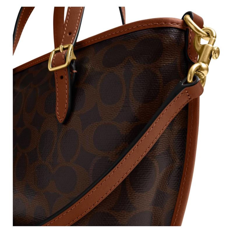 COACH handbag TAXI 21 Tote bag with brand letter logo Tote bag shopping bag shoulder crossbody artificial leather small size women's maple brown