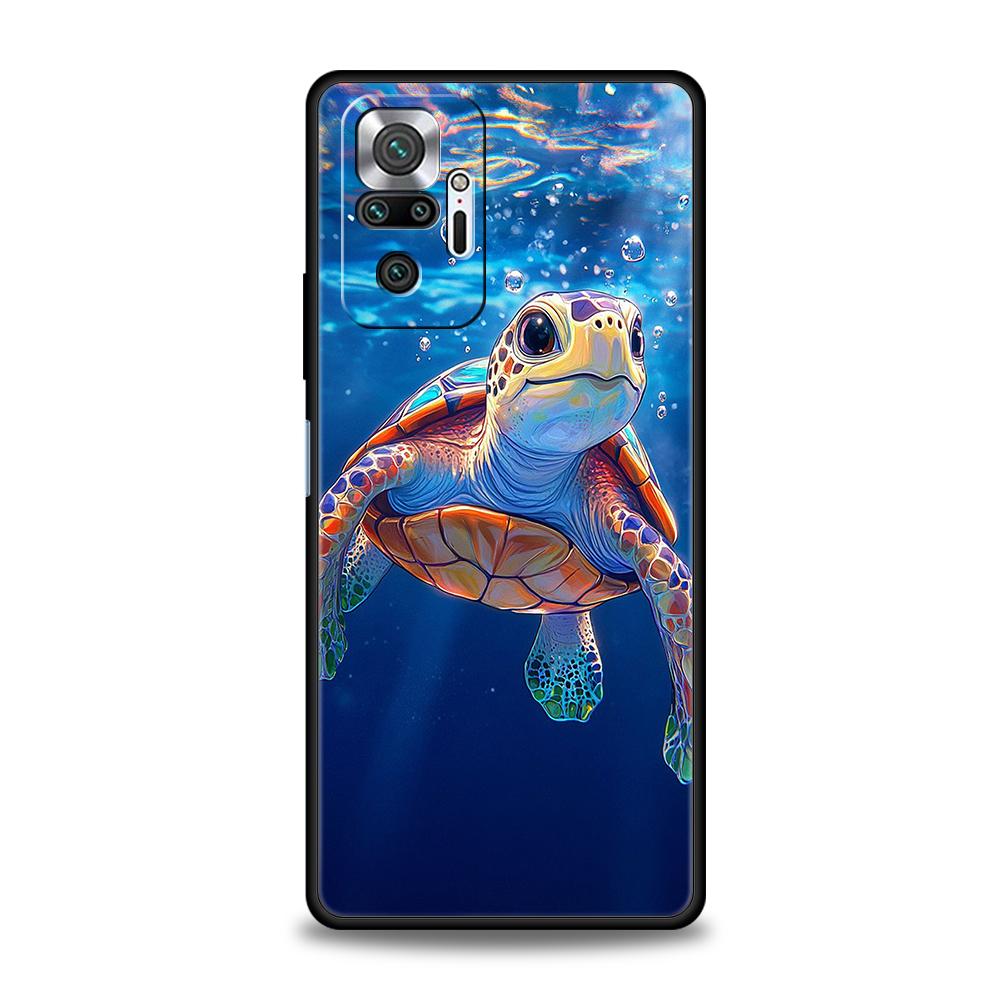 Ocean Animal Cute Dolphin Sea Turtle Phone Case Cover for Redmi 14C 10C 9 Note 14 13 12 10 11 Pro Plus K40 K50 Pro Soft TPU Bags