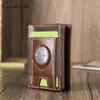 CONTACT'S Genuine Leather Card Holder for Men Short Purse Mini Leather Wallet FRID Anti-Theft Card Bag Airtag Wallets