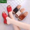 Women's Fashion Casual Hollow Out High Heels Thick Platforms Shoes Slippers