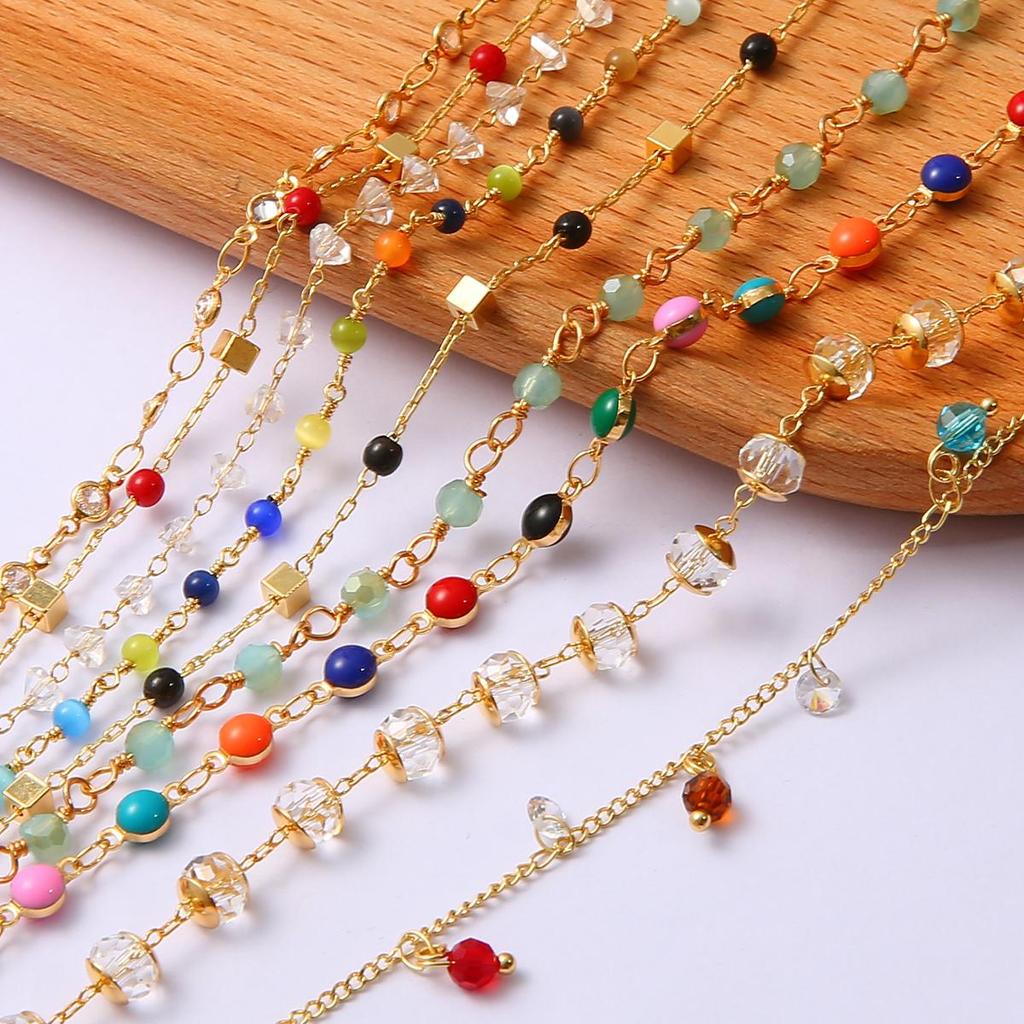 50 см/пакет, латунная медная цепочка, хрустальные бусины, подвески, цепочка для DIY, ожерелье, браслет, аксессуары для изготовления ювелирных изделий, принадлежности ручной работы