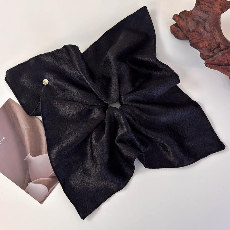 Retro Solid Silky Texture Satin Scarf Hair Scrunchies Large Headbands Womens Temperament Hair Rope Female Party Hair Accessories