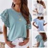 Women Fashion Lace Short Sleeve T-shirt  Blouse Casual Ladies Tops