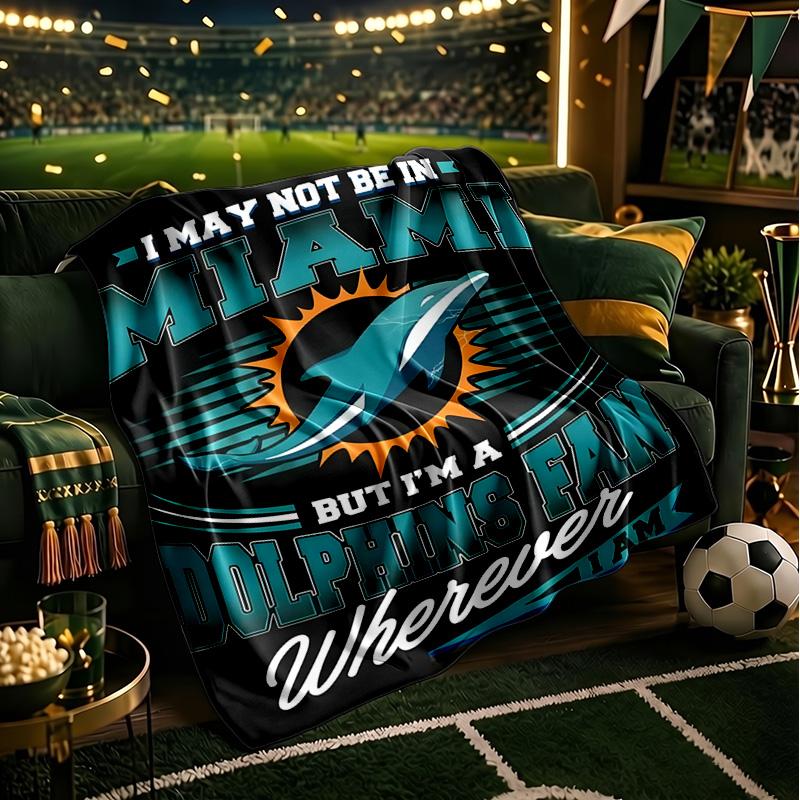 Dolphins Team Logo Artwork Blanket Lightweight Flannel Bedding Blanket Perfect for Travel, Camping, Living Rooms, Offices, Sofas, Fan Christmas gift