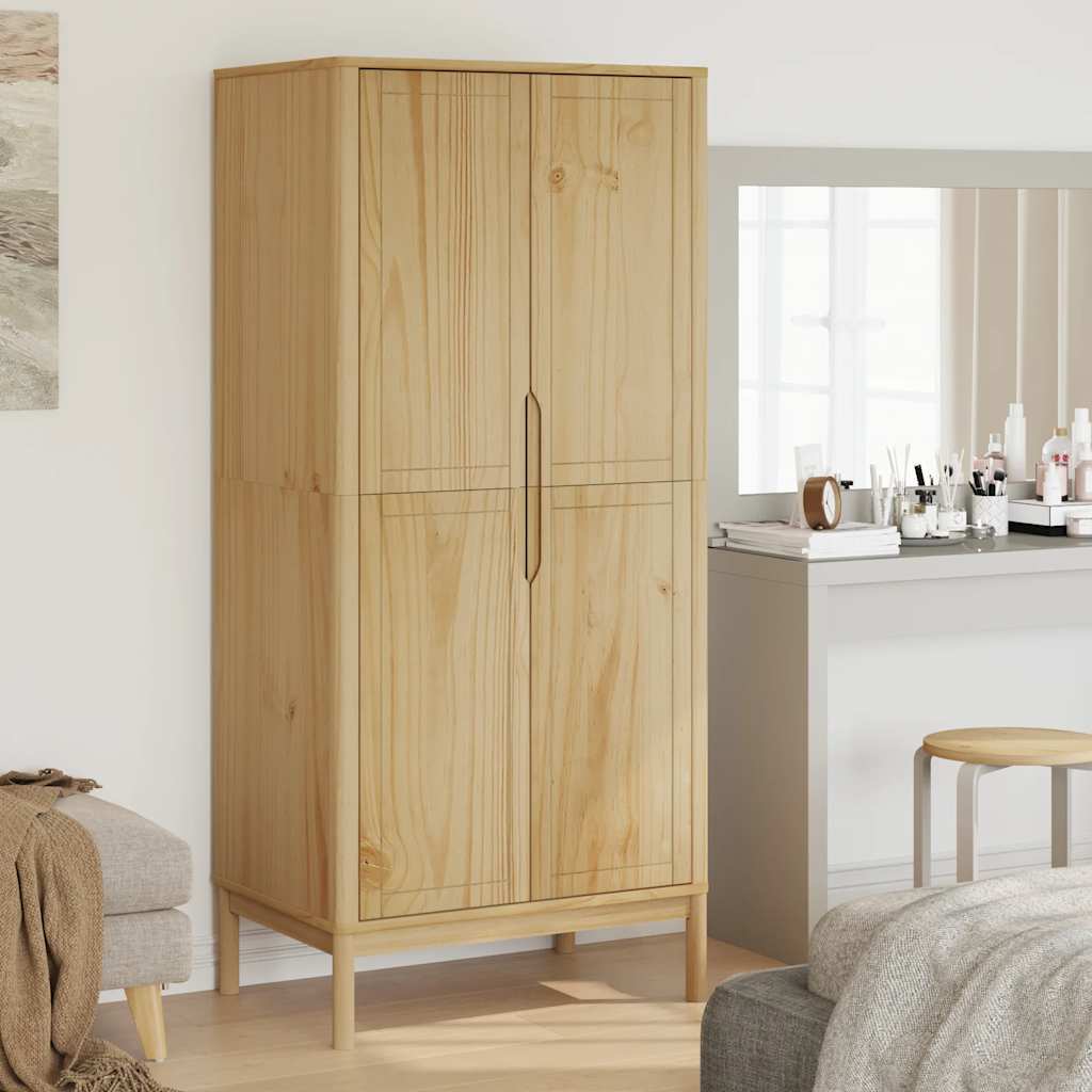 Wardrobe FLORO Wax Brown 77x53x171 cm Solid Pine Wood