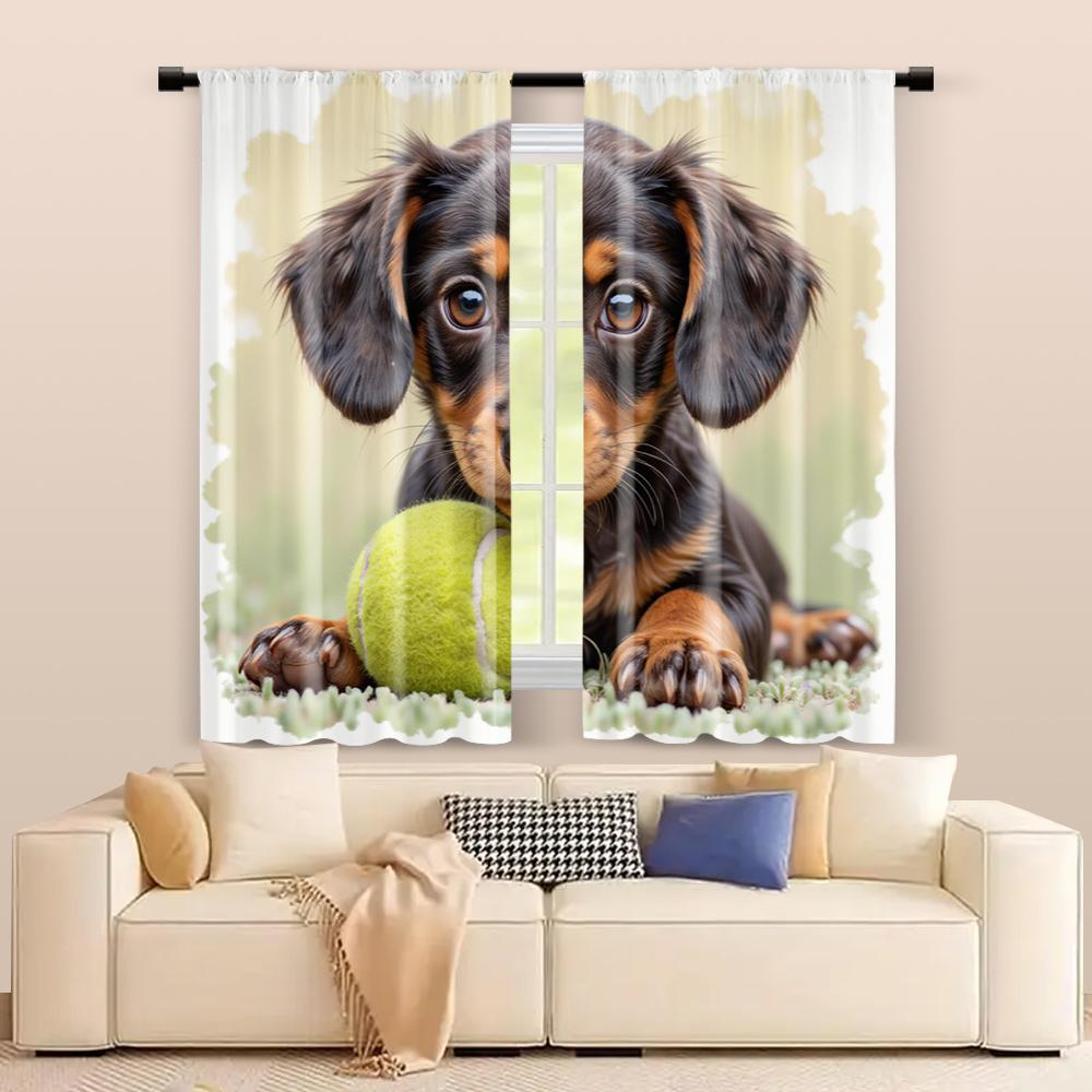 2 шт., фильтрующие шторы (исключая удилища, неподвижный, без батареек) Щенок играет с мячом для использования в спальнях и