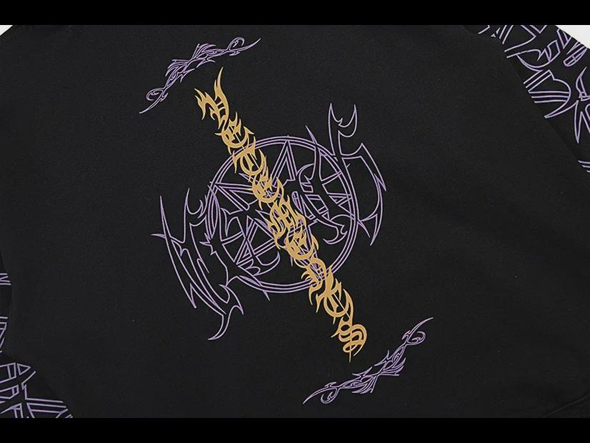 Свободная толстовка с капюшоном в стиле хип-хоп с принтом на санскрите 2022 года для мужчин и женщин