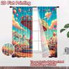 2D flat printing 2pcs Window Curtains Carnival Swing Ride Fun Digital Printed Polyester Drapes All Season Party & Holiday Decor