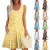 Женские летние платья, свободные сарафаны без рукавов с U-образным вырезом и карманами