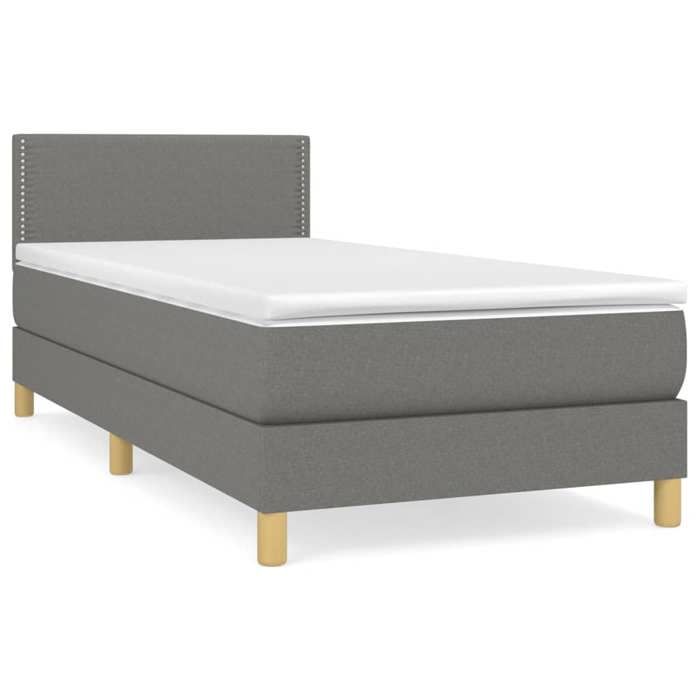 Maison Exclusive - Sommier à lattes de lit avec matelas Gris foncé 100x200cm Tissu