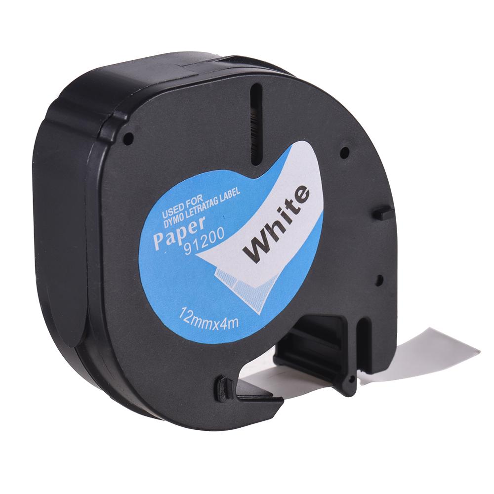 Labeling Label Tape 91200 Self Adhesive Refills Black Print on White Paper 1 2 Inch * 13 Feet 12mm * 4m for DYMO LT