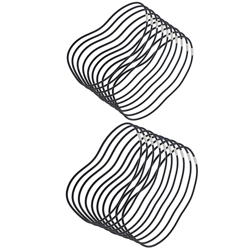 20 Pieces 3mm Black Rubber Cord Rope Necklace Chain with Copper Plug Clasp