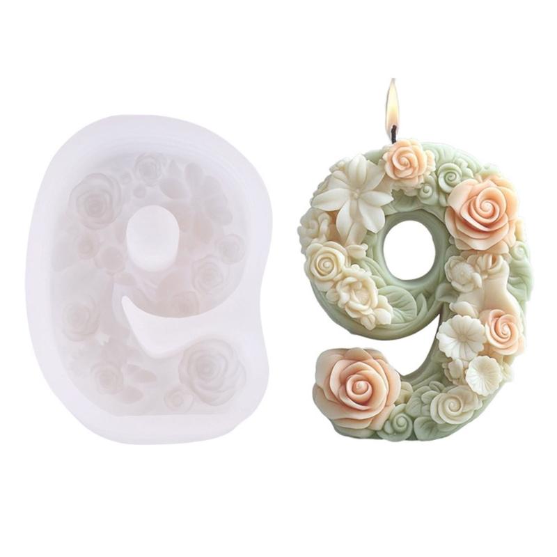 Силиконовые формы для свечей с цветами, силиконовые формы с цветами и цифрами для свечей, мыла, гипса, декора, эпоксидной смолы