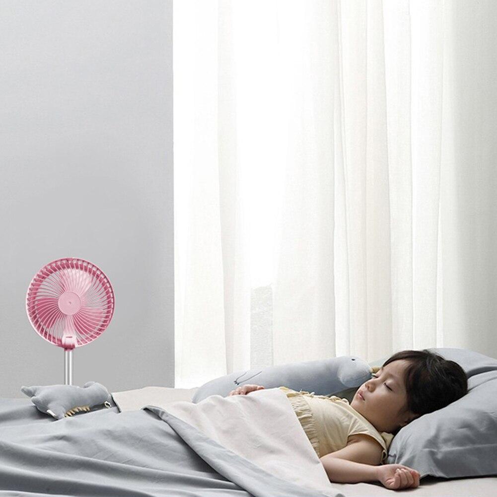 USB Rechargeable Folding Telescopic Floor Fan Mini Summer Mute Silent Student Desktop Table Fan for Office Bedroom Cooler
