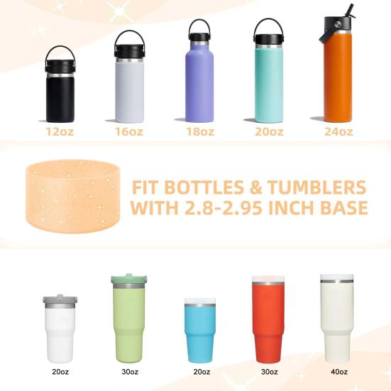 Silicone Cup Sleeve Glitter Anti-Slip Heat Insulation Cover Lightweight Water Bottle Pad