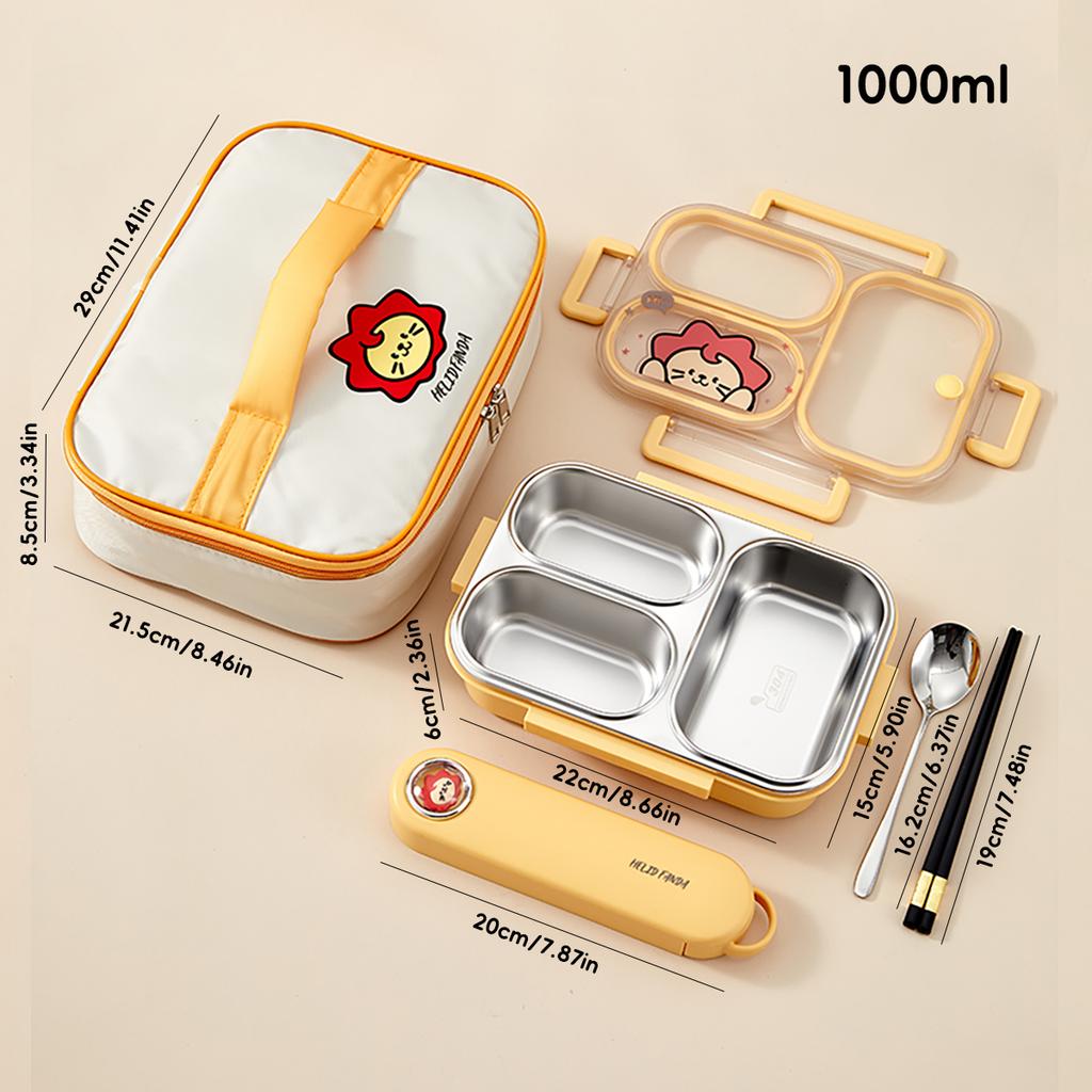 2/3 Grids Portable Divided Bento Box Microwave 304 Stainless Steel Lunch Box For Children Student Leak-proof Lunch Container