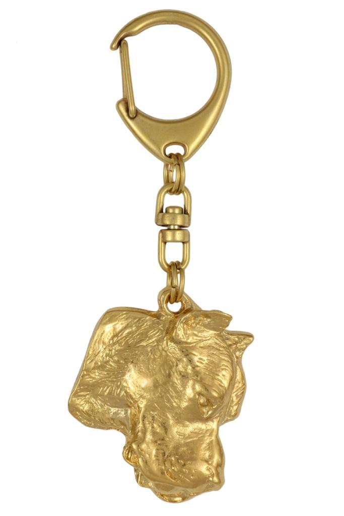 Dogo Argentino – Gilded key ring with dog in gift box, handbag decoration | Art-Dog