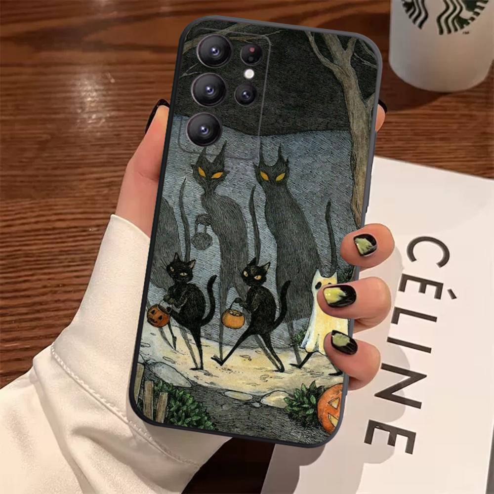Темный Забавный Чехол-Кот Монстр Для Samsung Galaxy Case S25 S23 S22 S21 S30 S20 S10 Ultra Plus FE Мягкое ТПУ Покрытие