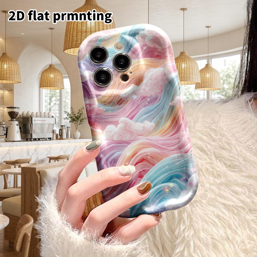 Phone Case: 2D flat design suitable for iPhone 18, 17, 16, 15, 14, 13 Pro film protective case, couple style, rainbow cream, Christmas and Halloween g