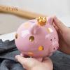 Ceramic Crown Pig Piggy Bank Golden Dot Cartoon Pig Coin Money Bank Home Office Bookshelf Desktop Decoration Ornament Kids Adults Gift