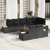 VidaXL 9-Piece Garden Sofa Set with Cushions Black Poly Rattan Acacia 3347975