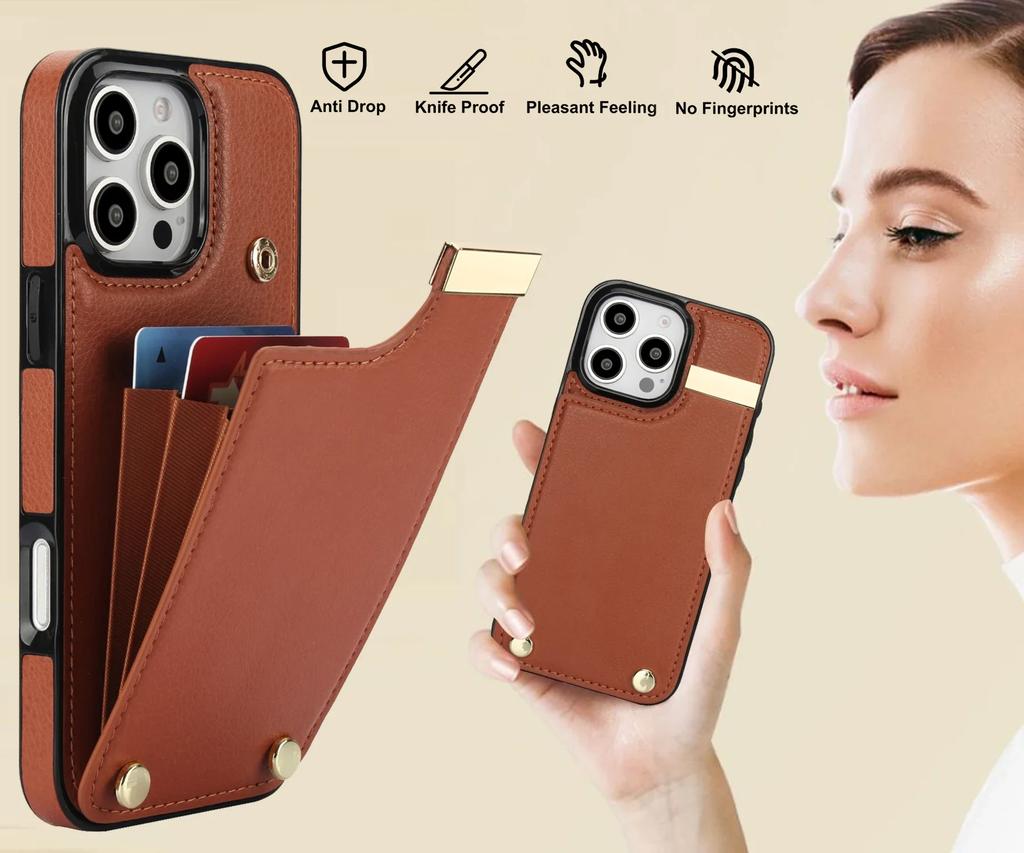 Кошелек для iPhone 16 Pro Max с держателем для карт, кожаный чехол для телефона для iPhone 16 15 Pro Max Plus, противоударный защитный чехол