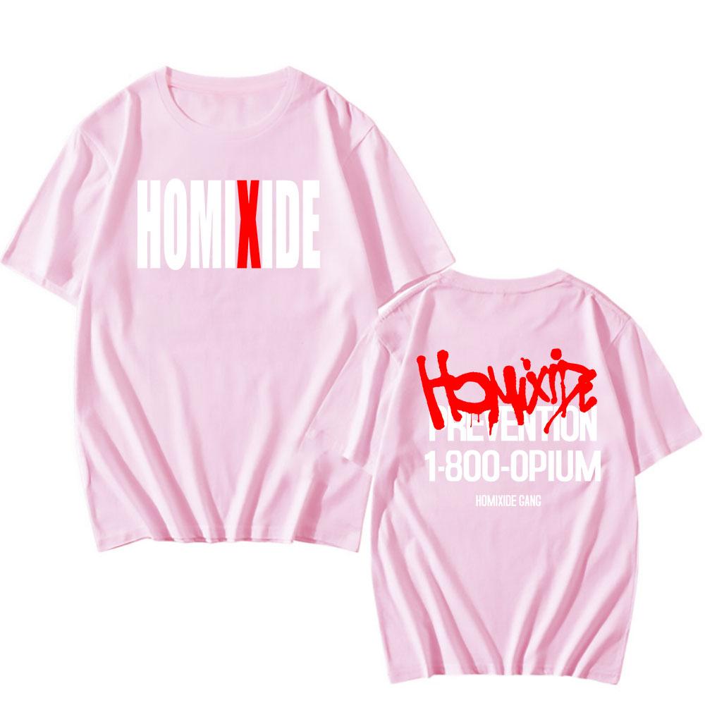 Футболки Rock Band HXG Homixide Gang Футболки Летняя Хлопковая Футболка с Коротким Рукавом Мужская Женская Одежда Графическая Футболка Принт в Стиле Гранж Топ