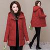 Women's Winter Plus Size Padded Thickened Jacket Warm Comfortable Outerwear Mid-length Hooded Zip Outerwear