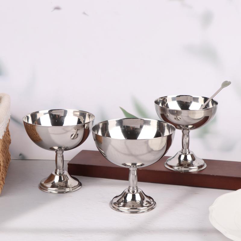 Stainless Steel Dessert Cup Vintage Durable Pudding Milk Jelly Ice Cream Cup Bowl Salad Bowl Dessert Fruit Plate Snack Dish