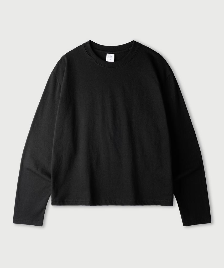 JEMUT Boy Crop Long Sleeve T-Shirt Black Kjlt2672