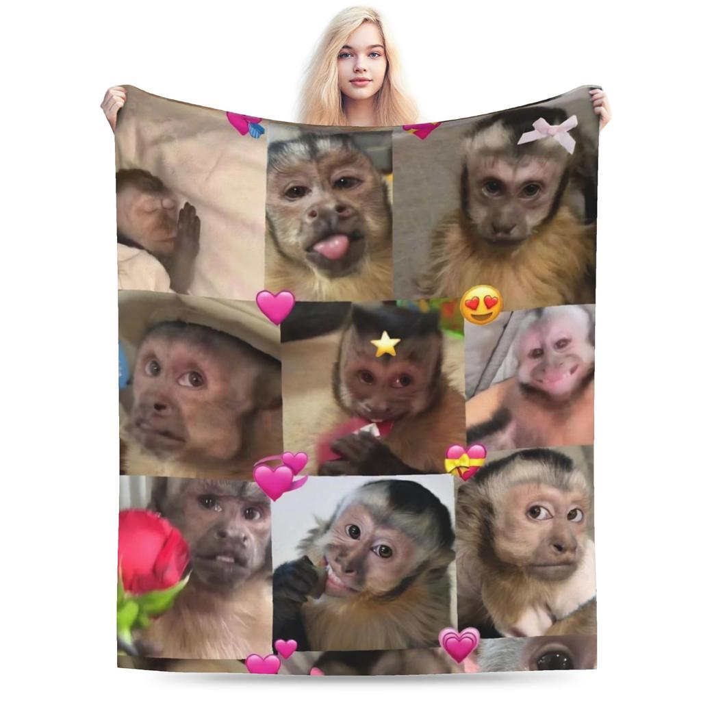 Monkey Face Funny Meme Blanket Ultra Soft Throw Blankets for Sofa 50x60 Inch Multisize Bedding Throws