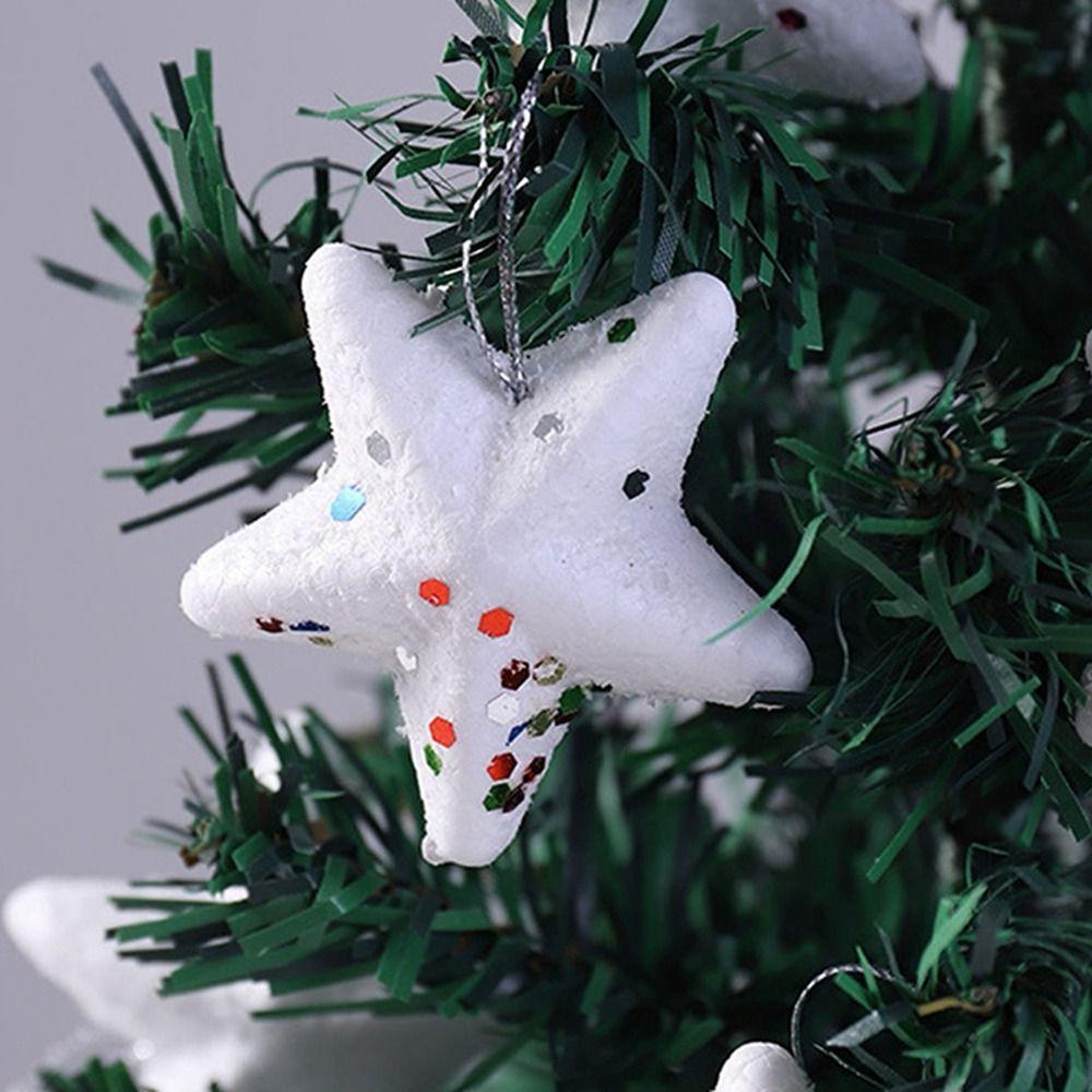 6Pcs/set Plastic Xmas Star Hanging Ornaments Cute Christmas Balls Pendants  Party Supplies