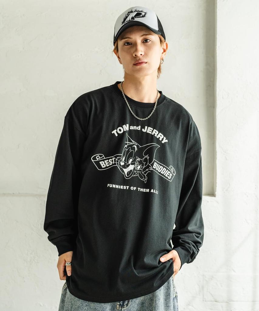 [IMPROVES] Casual [TOM & JERRY] Custom-made Buddies Oval Long Sleeve T-Shirt, Men's, Oatmeal
