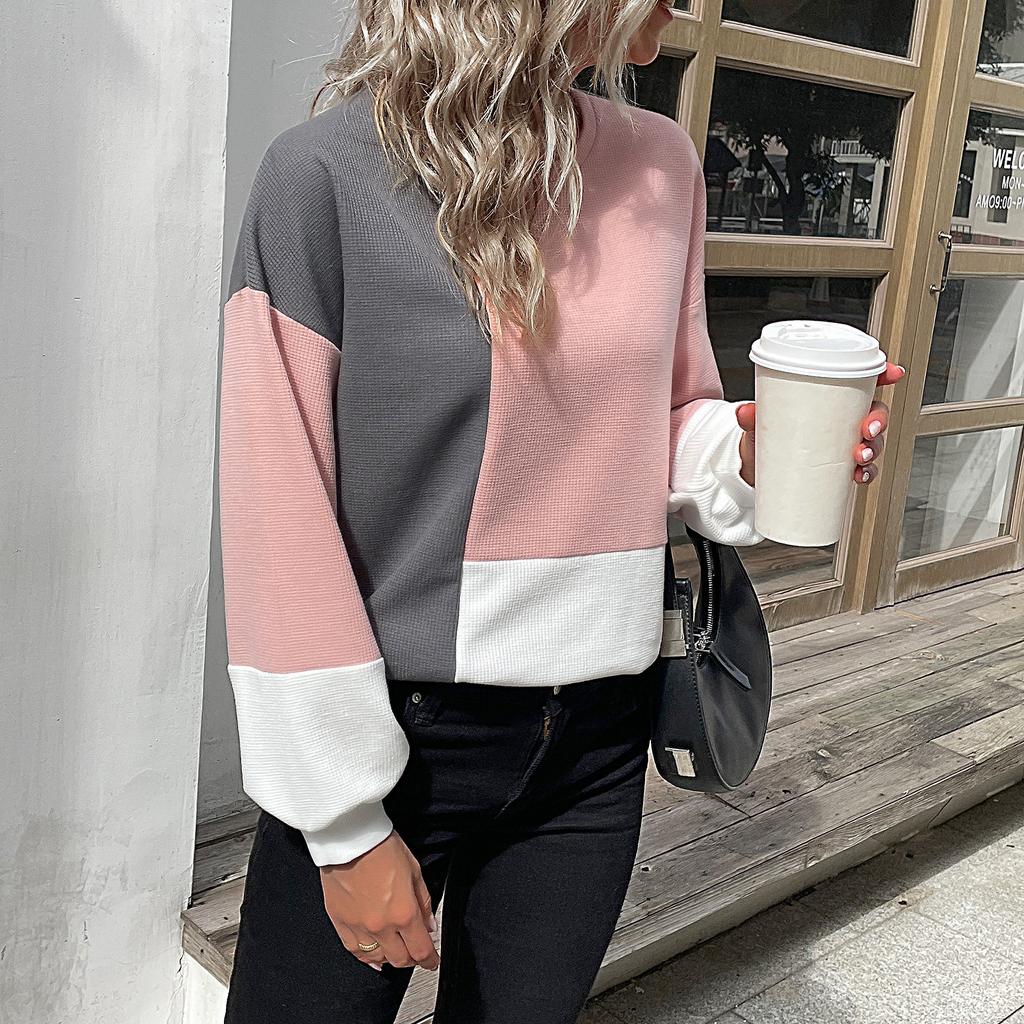 Женский темперамент, свободная строчка, вязаная цветная толстовка с длинными рукавами и длинными рукавами