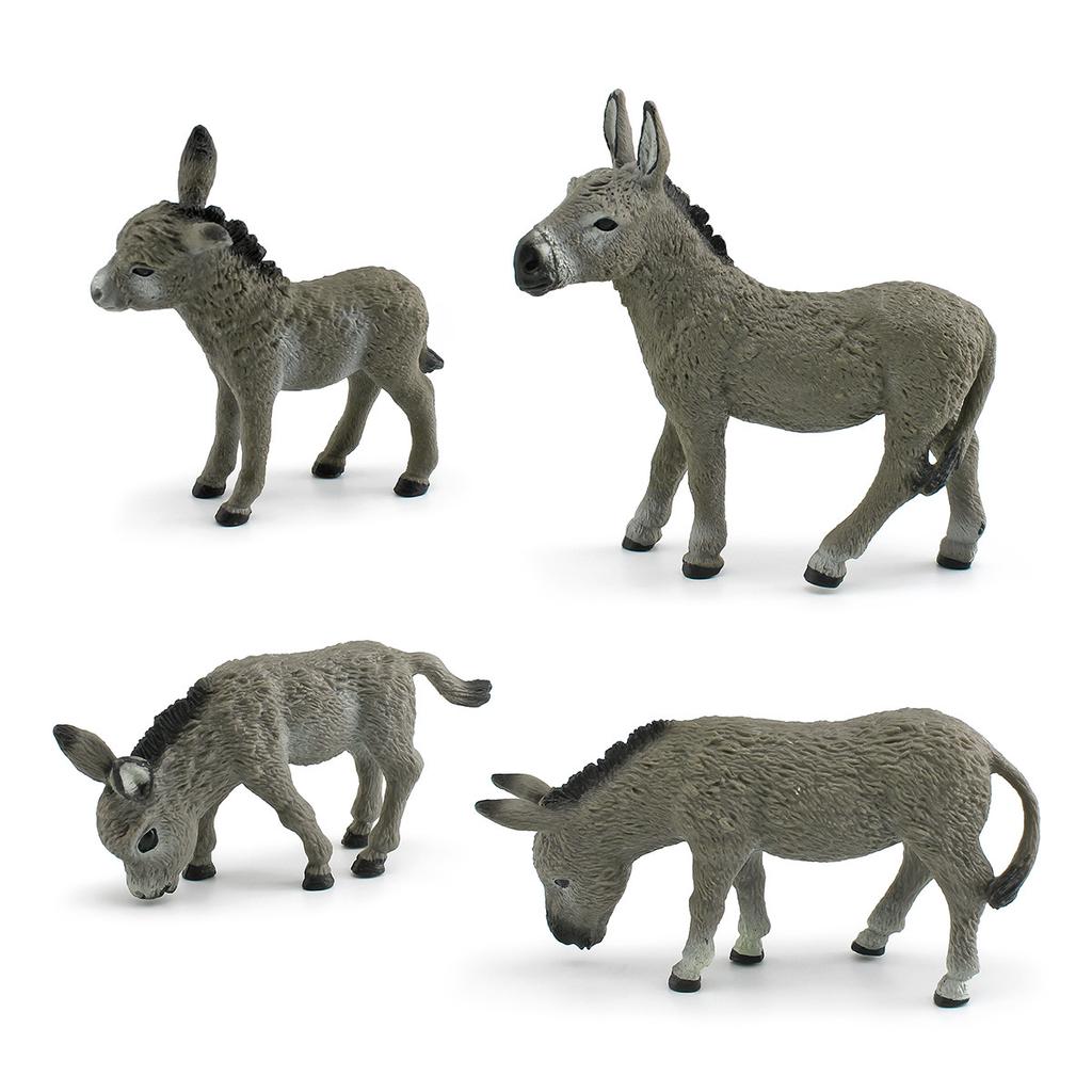 1pcs Realistic Donkey Animal Figurines Toy Figures Solid Grey Mule Models Farm Animal Toys Static PVC Decor Crafts