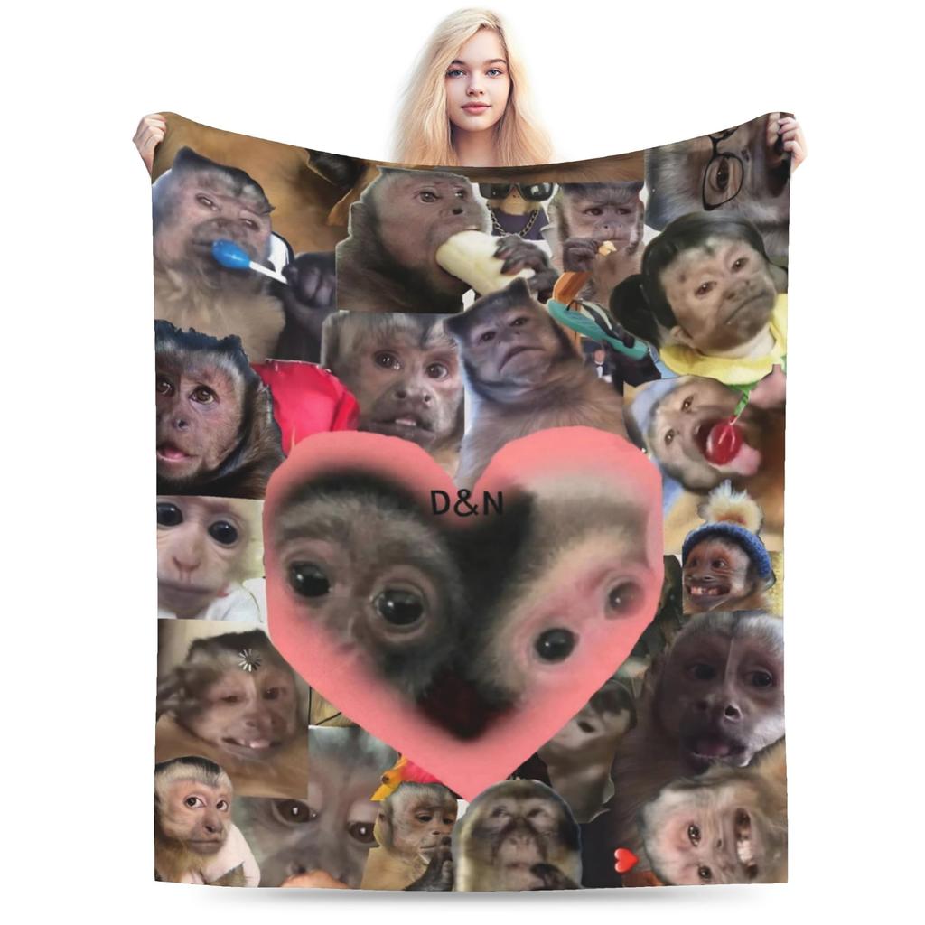 Monkey Face Funny Meme Blanket Ultra Soft Throw Blankets for Sofa 50x60 Inch Multisize Bedding Throws
