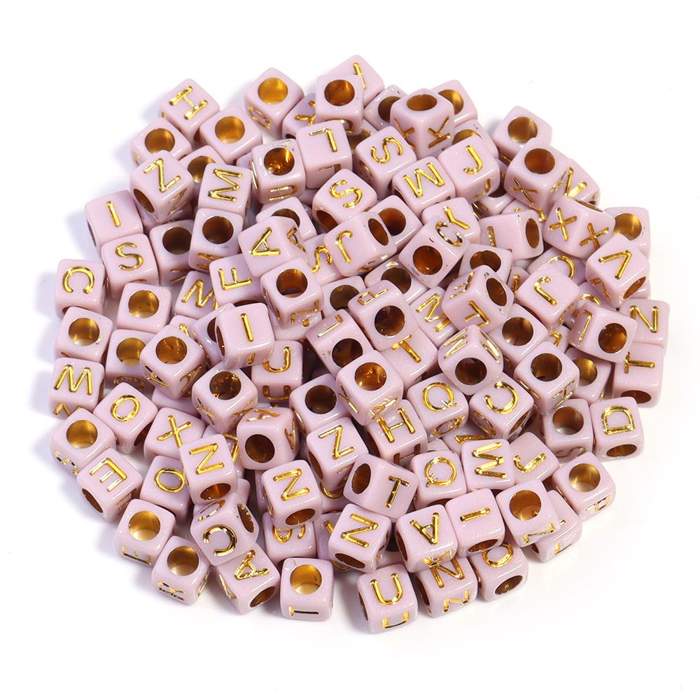 100pcs/Lot 6mm Mix Color Square Alphabet Letter Beads DIY Bracelets Necklace Big Hole Acrylic Beads for Jewelry Making Supplies