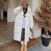 Зимняя Новая Корейская Мода Свободная Пуховая Хлопковая Куртка Женская Длиной до Колена с Капюшоном Стеганая Хлопковая Куртка.