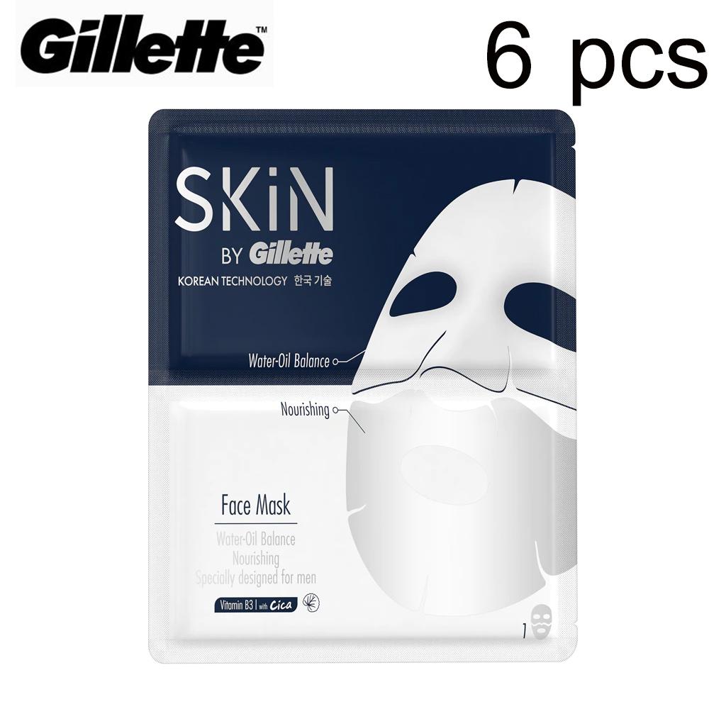 Маска для лица Skin By Gillette, корейская технология, водно-масляный баланс, питательная, специально разработана для мужчин, витамин В3 с цикой, 1/3/6 шт.