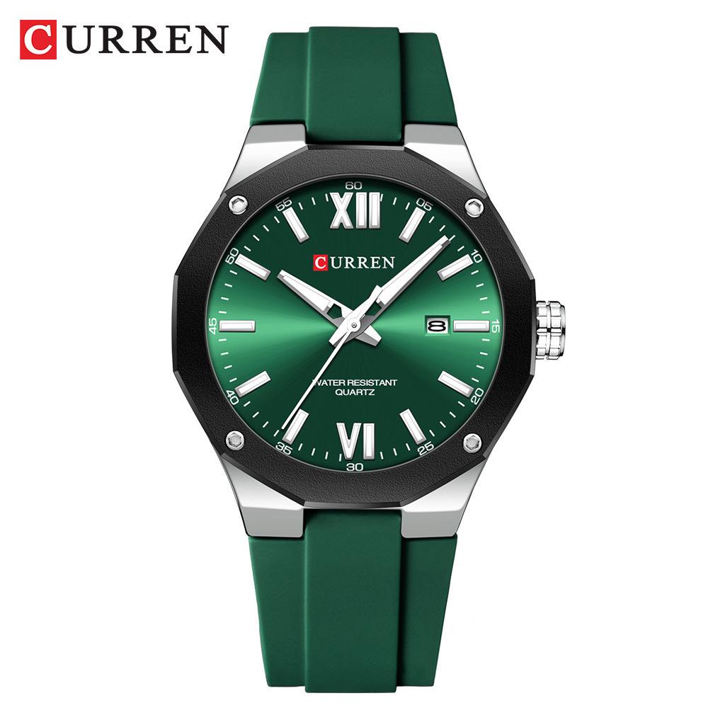 Мужские повседневные часы Curren 8465 с резиновым ремешком и календарем