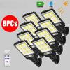 8pcs 108 COB Solar Lights Outdoor With 3 Mode Waterproof Motion Sensor Security Lighting Wall Street Lamp for Garden Patio Path