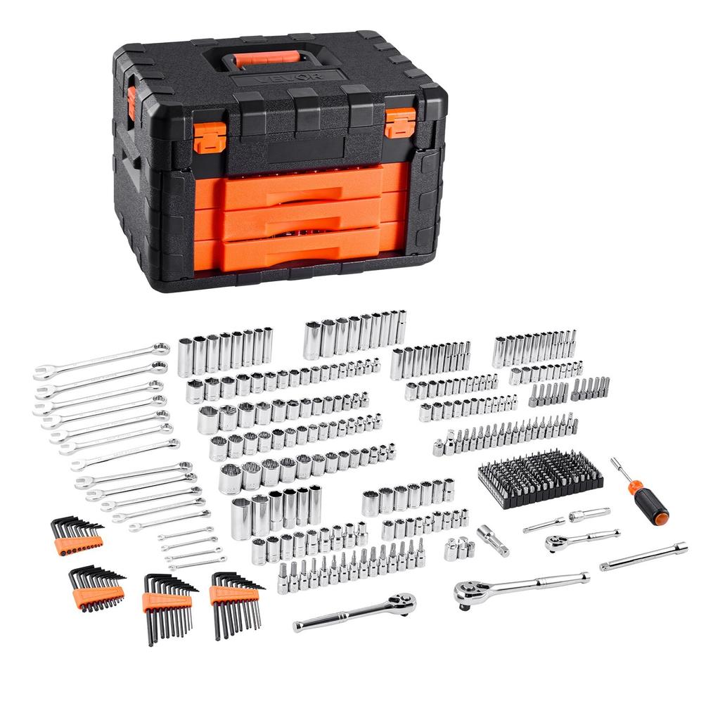 Mechanics Tool Set Socket Set 450Pcs 6.4/9.5/12.7 mm Drive Orange Drawer
