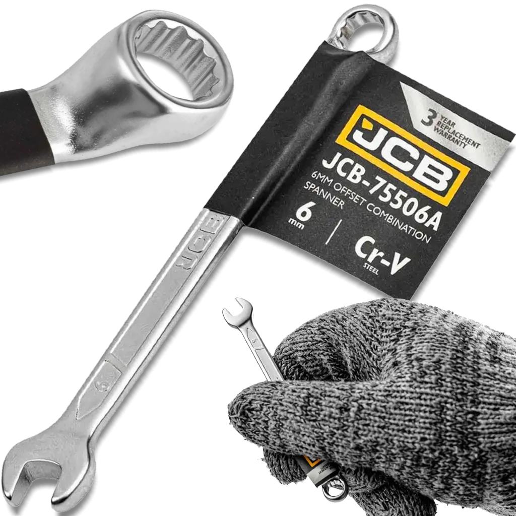 JCB 75 degree angled open end wrench 6mm CR-V steel double ended